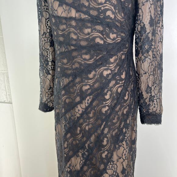 Vintage Victor Costa for Nahdree Black Nylon Lace Cocktail Maxi Dress - Picture 4 of 10
